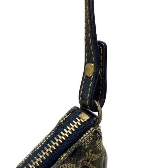 Auth DIOR/ChristianDior Saddle Pouch - Navy Cream Jacquard Leather Handbag - Picture 11 of 16